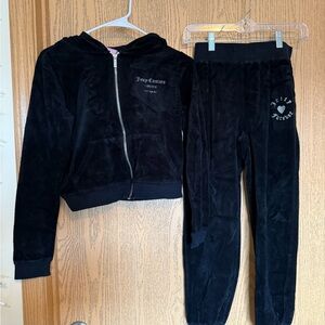 Juicy Couture Black Velour Hoodie and Pants Set